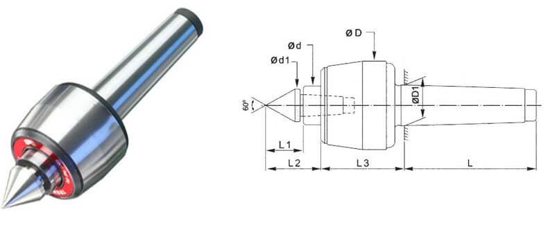 CNC Heavy Duty R Model MT5 Interchangeable Stub Point Revolving Center For High Speed Applications as in CNC Turning Lathes